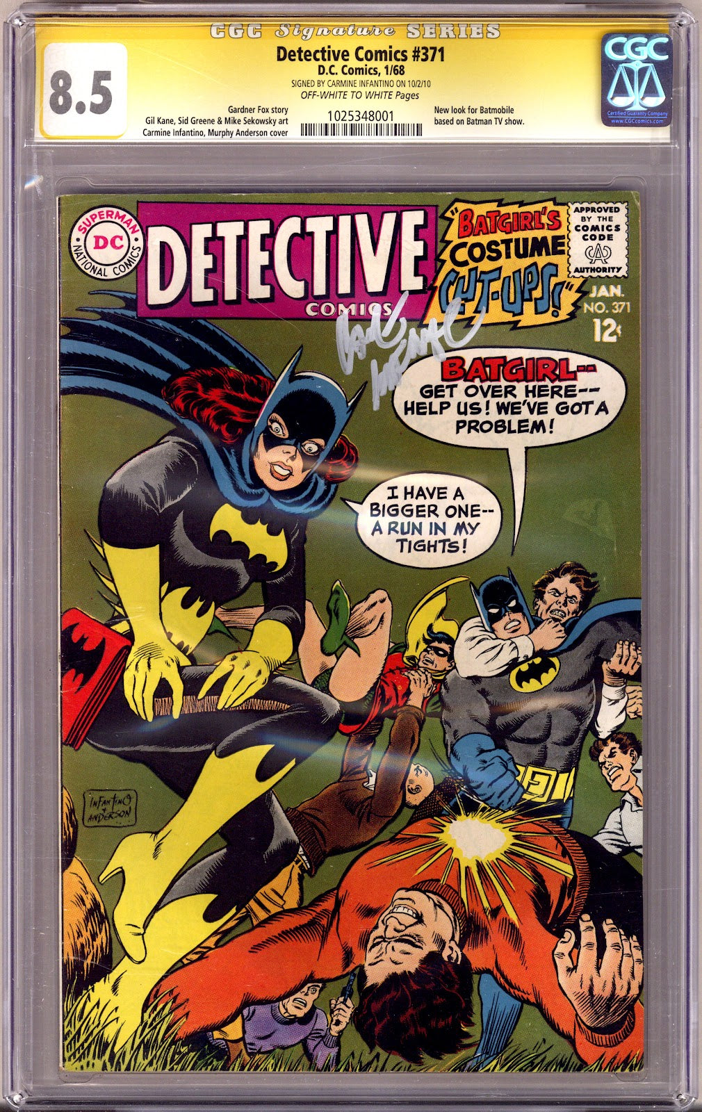 Detective Comics Vol 1 371 CGC 8.5 (VF+) (1968) Signed x1 Cover Carmine Infantino 