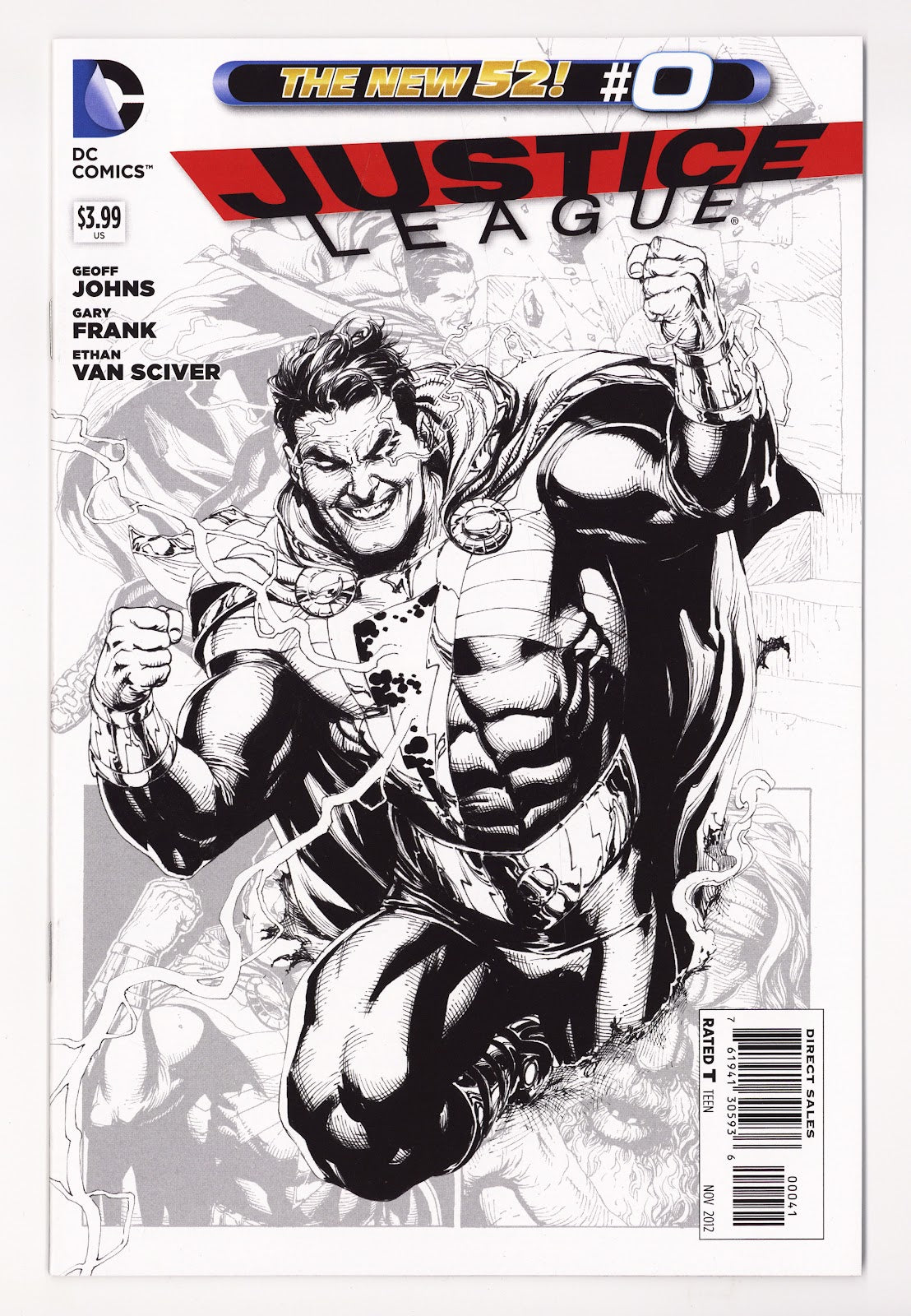 Justice League Vol 1 0 VF (8.0) (2012) Frank B&W Incentive Variant 