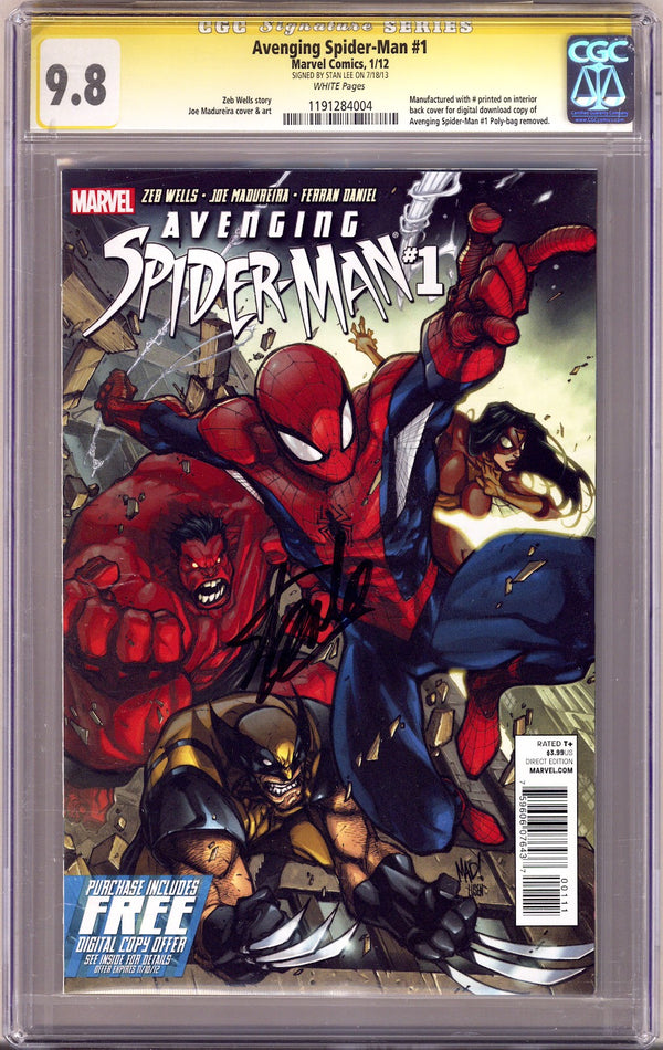 Avenging Spider-Man 1 CGC 9.8 (NM/M) (2012) Signed x1 Cover Stan Lee