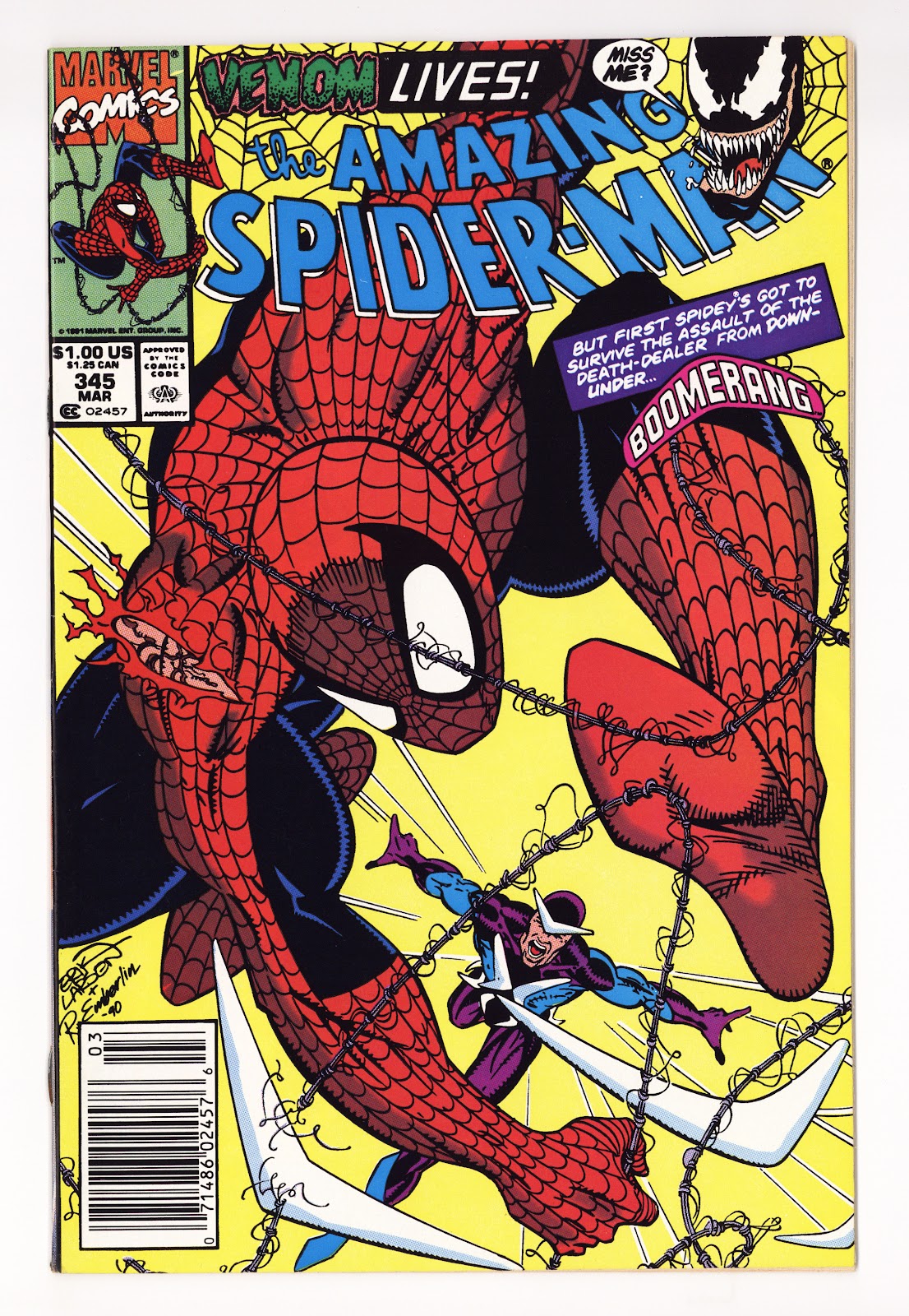 The Amazing Spider-Man Vol 1 345 NM- (9.2) (1991) Newsstand 