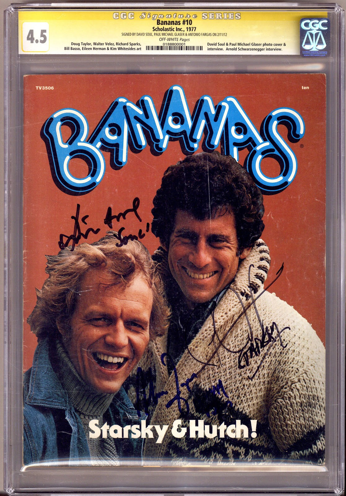 Bananas 10 CGC 4.5 (VG+) (1977) Signed x3 Cover Starsky, Hutch & Huggy Bear 