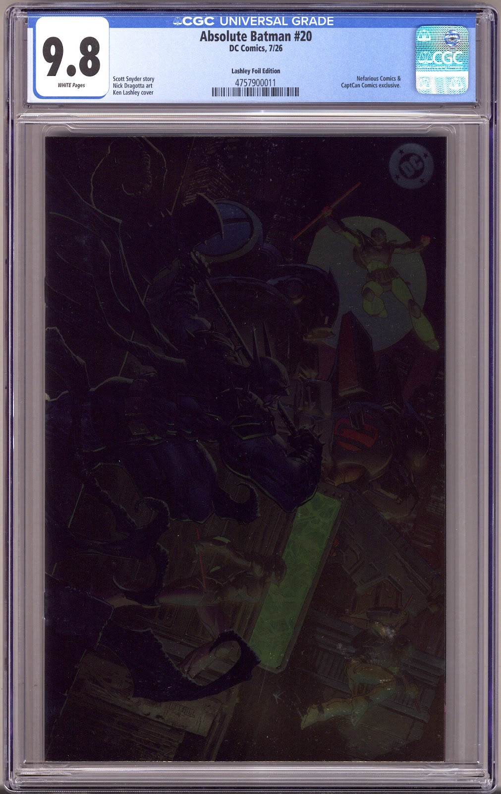 Absolute Batman 20 CGC 9.8 (NM/M) (2026) Lashley Virgin Foil Exclusive Variant 