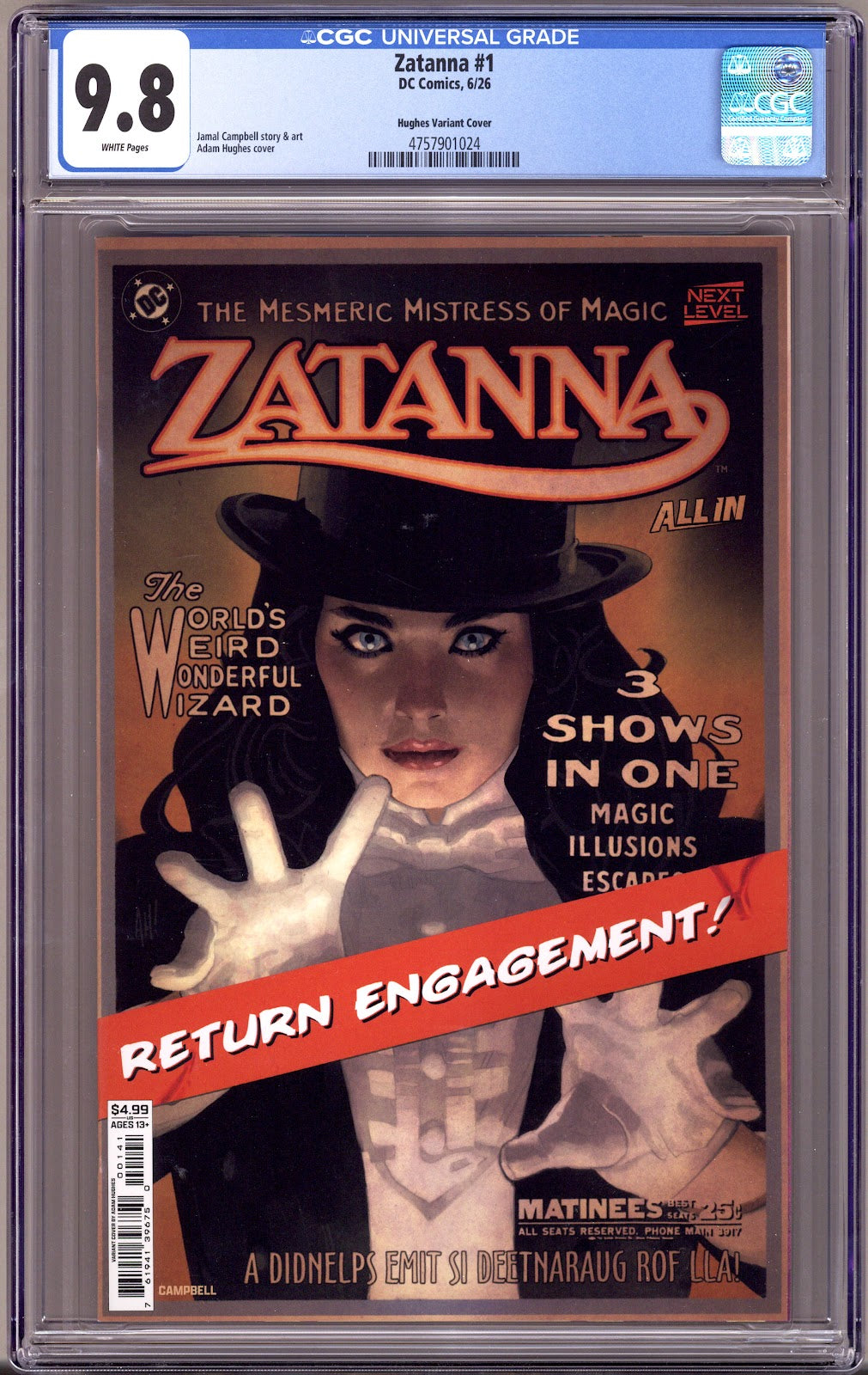 Zatanna 1 CGC 9.8 (NM/M) (2026) Hughes Variant 