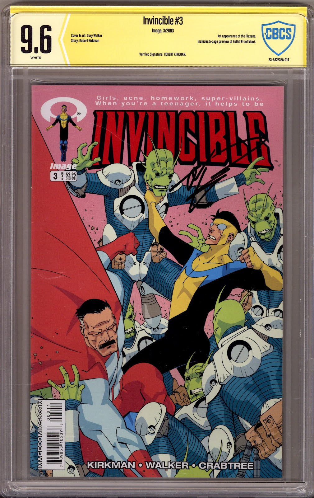 Invincible 3 CBCS 9.6 (NM+) (2003) Signed x1 Cover Robert Kirkman 
