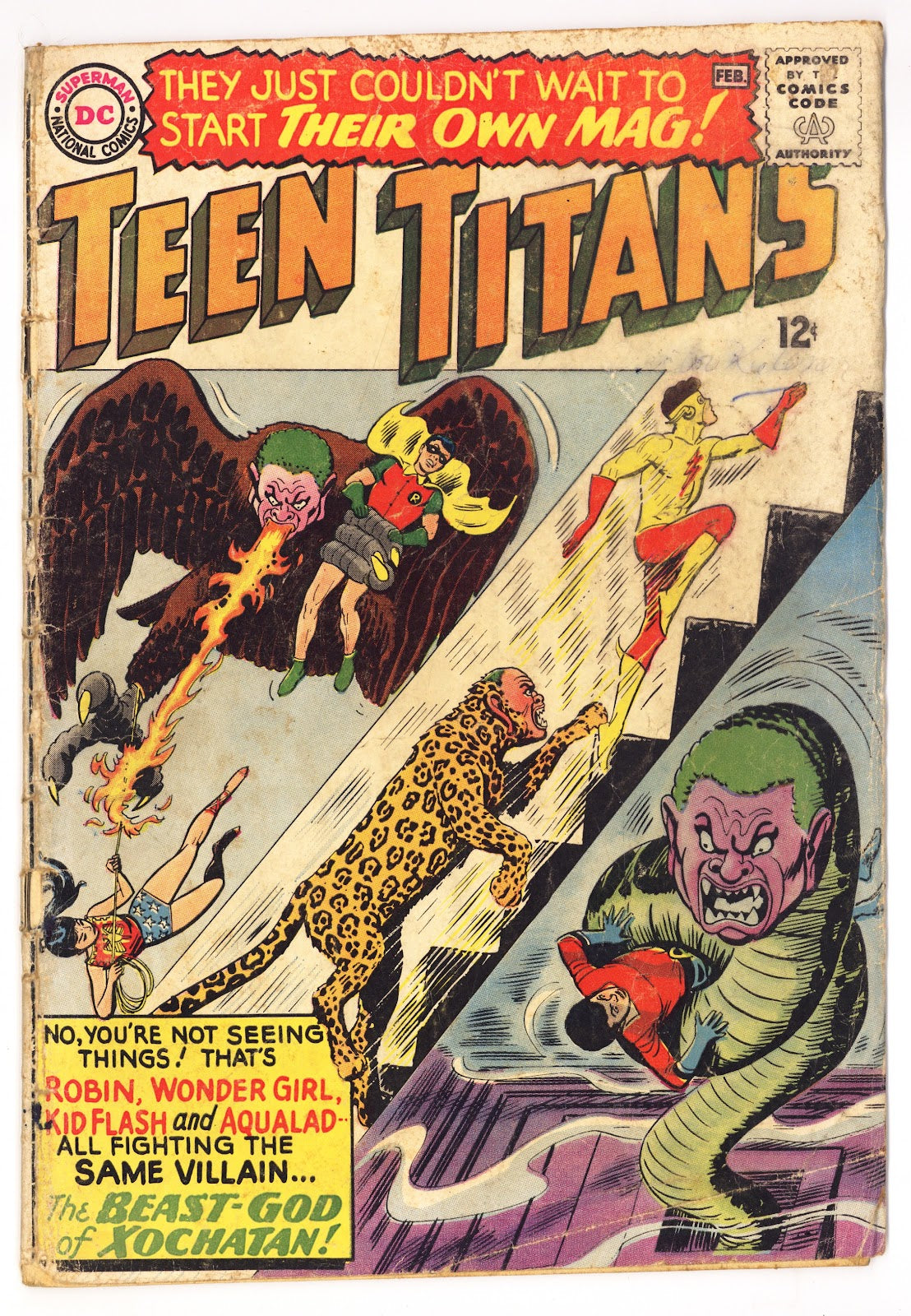 Teen Titans Vol 1 1 Cover Detached, Colour Touch & Tape (1966) 