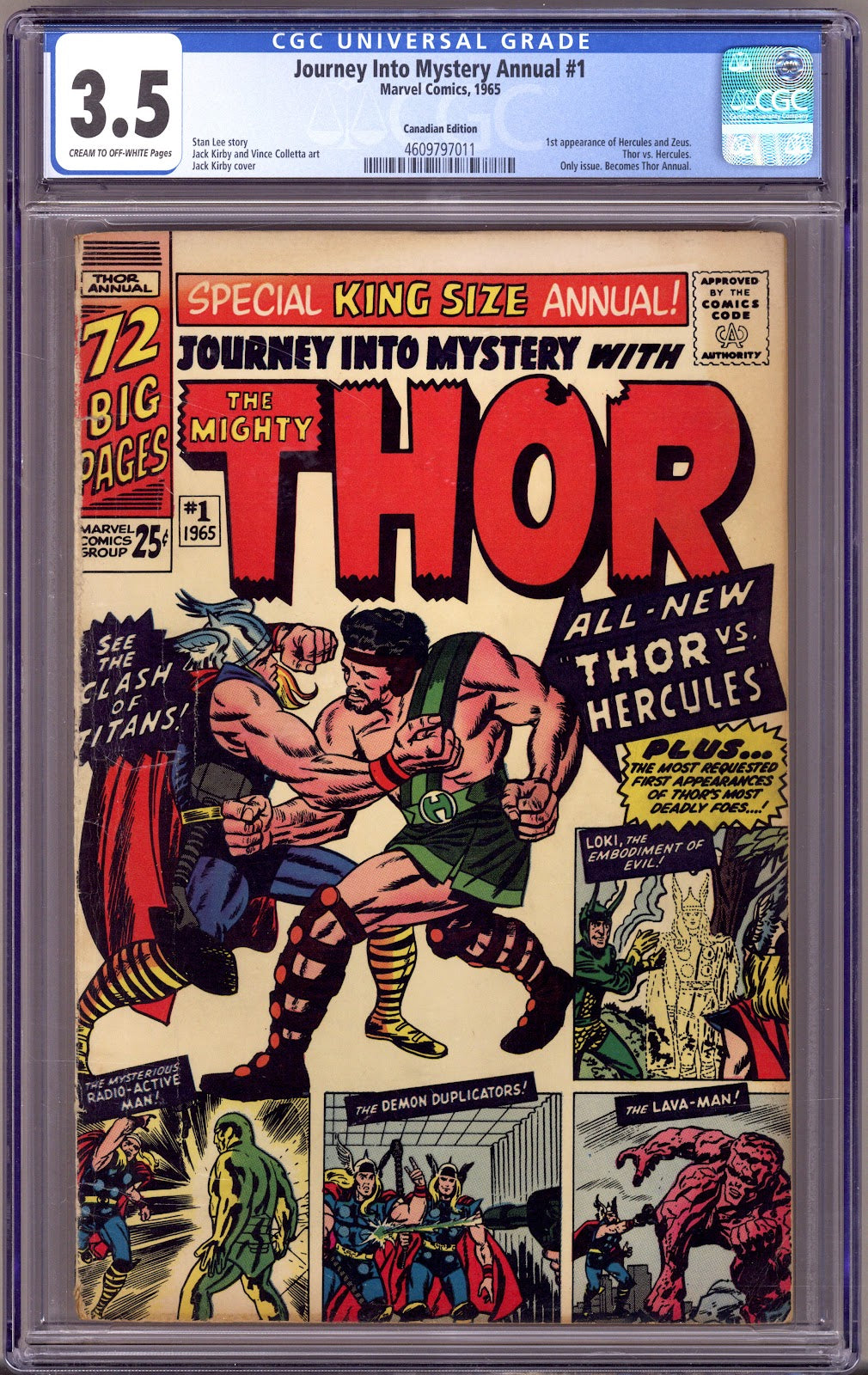 Journey into Mystery Annual Vol 1 1 CGC 3.5 (VG-) (1965) Canadian Edition 