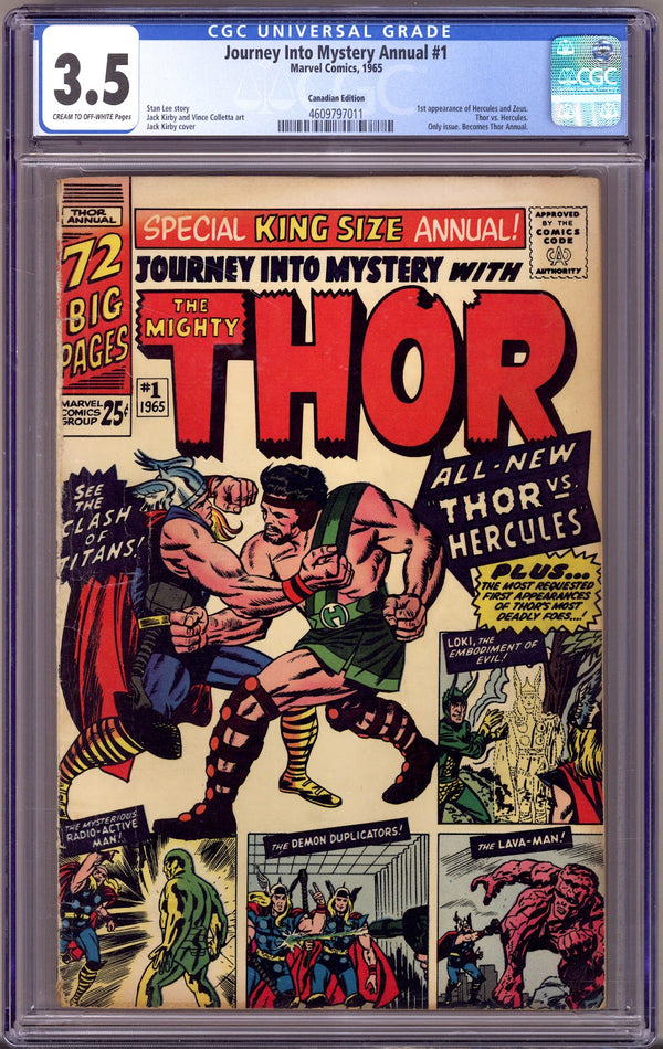 Journey into Mystery Annual Vol 1 1 CGC 3.5 (VG-) (1965) Canadian Edition