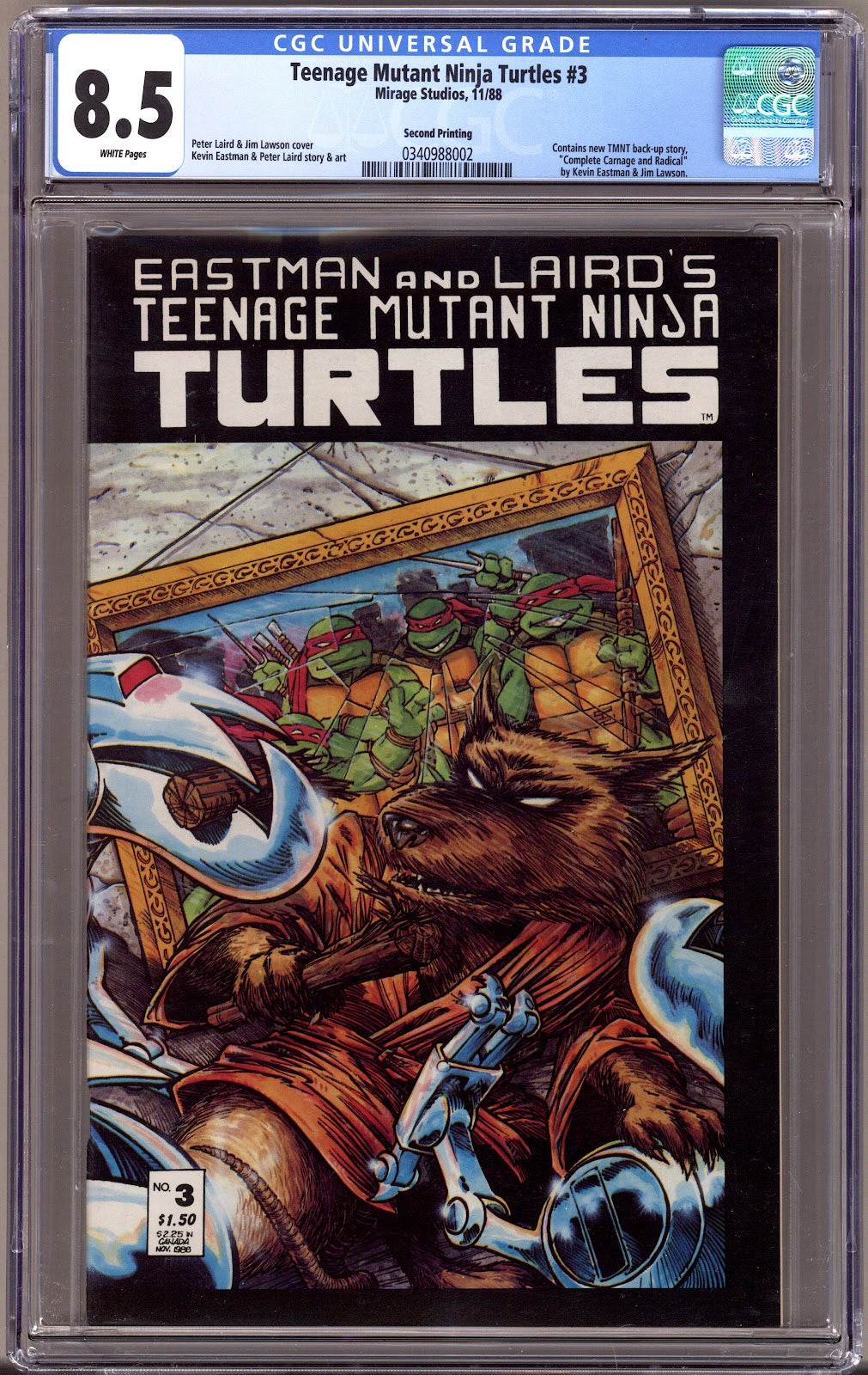 Teenage Mutant Ninja Turtles Vol 1 3 CGC 8.5 (VF+)   (1985)   2nd Print