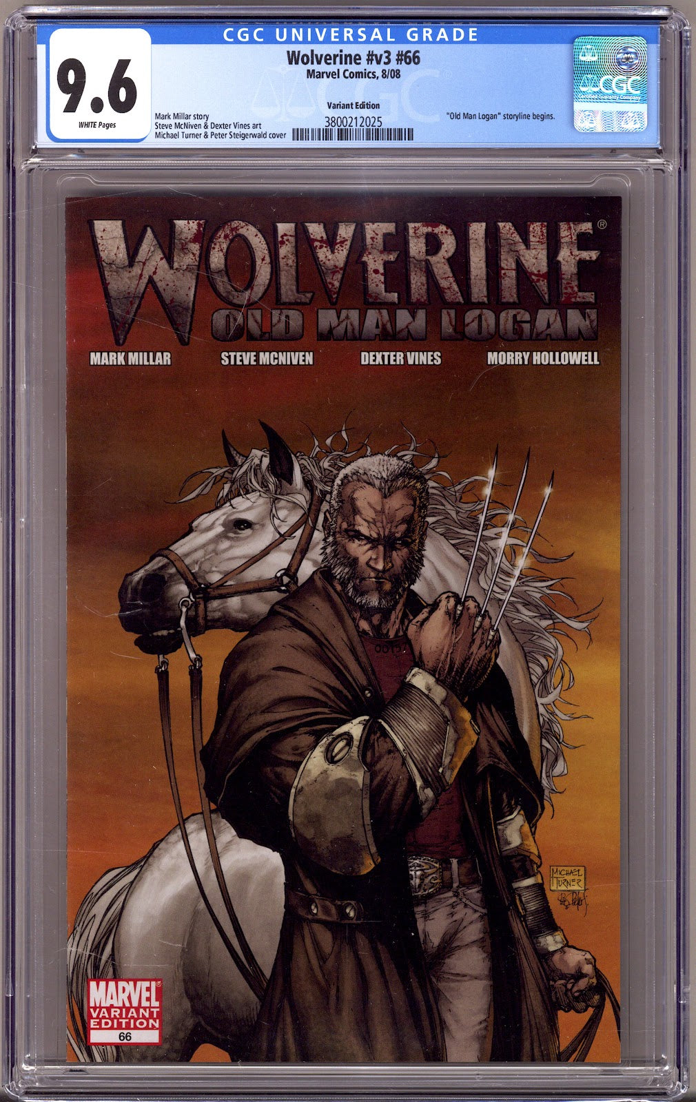 Wolverine Vol 3 66 CGC 9.6 (NM+) (2008) Turner Incentive Variant 