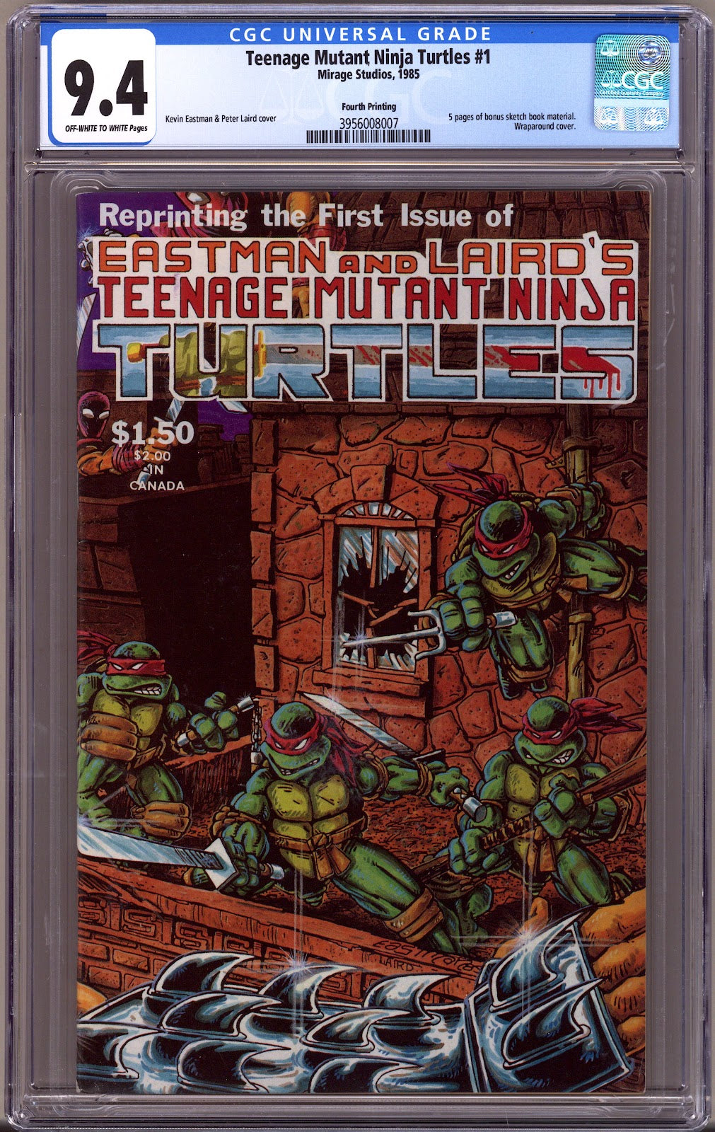 Teenage Mutant Ninja Turtles Vol 1 1 CGC 9.4 (NM) OW/White Pages  (1985)   4th Print