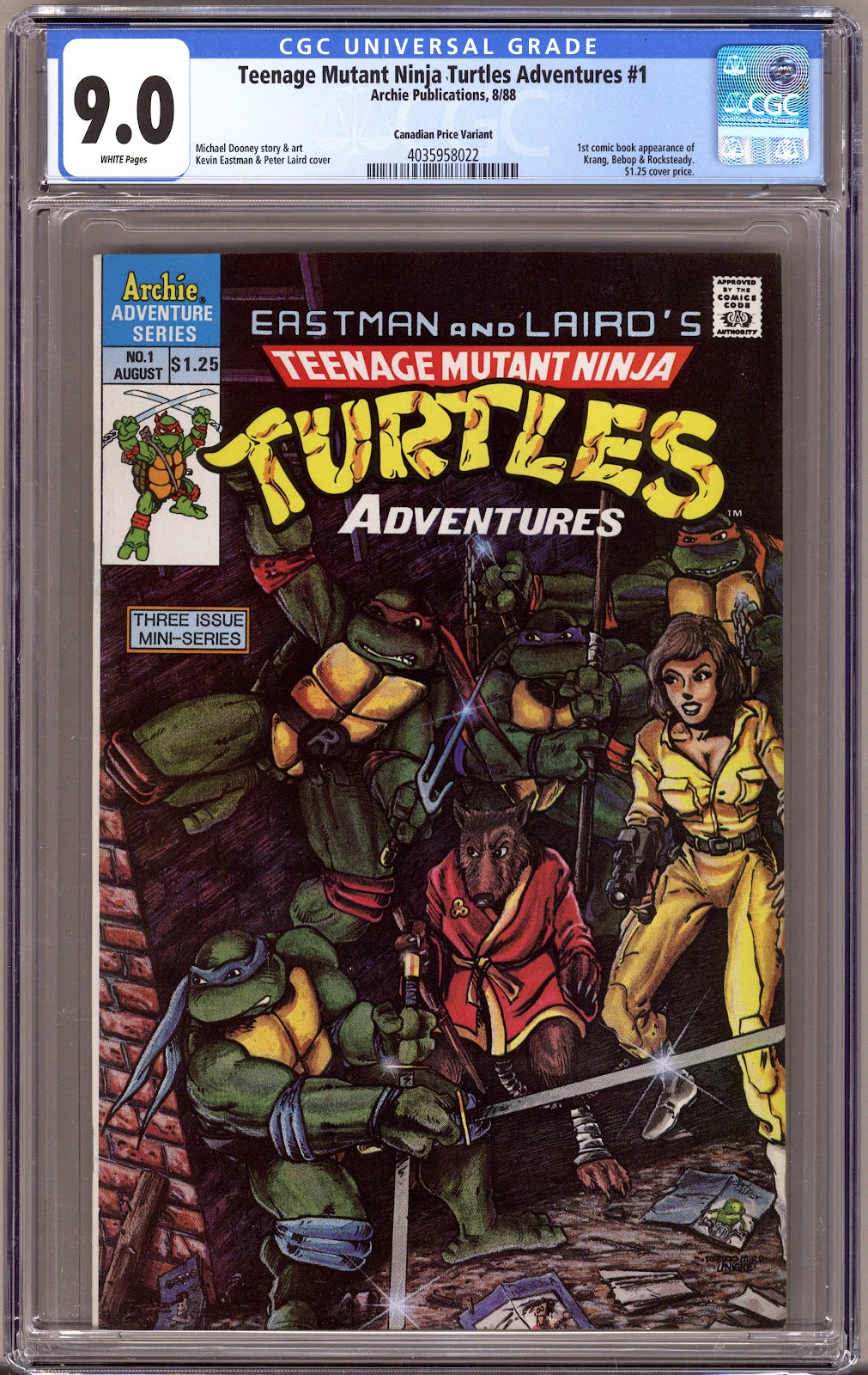 Teenage Mutant Ninja Turtles Adventures Vol 1 1 CGC 9.0 (VF/NM)   (1988)   Canadian Price Variant