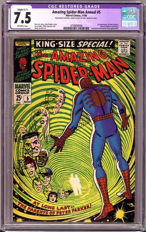 The Amazing Spider-Man Annual Vol 1 5 CGC 7.5 (VF-) Restored  (1968)