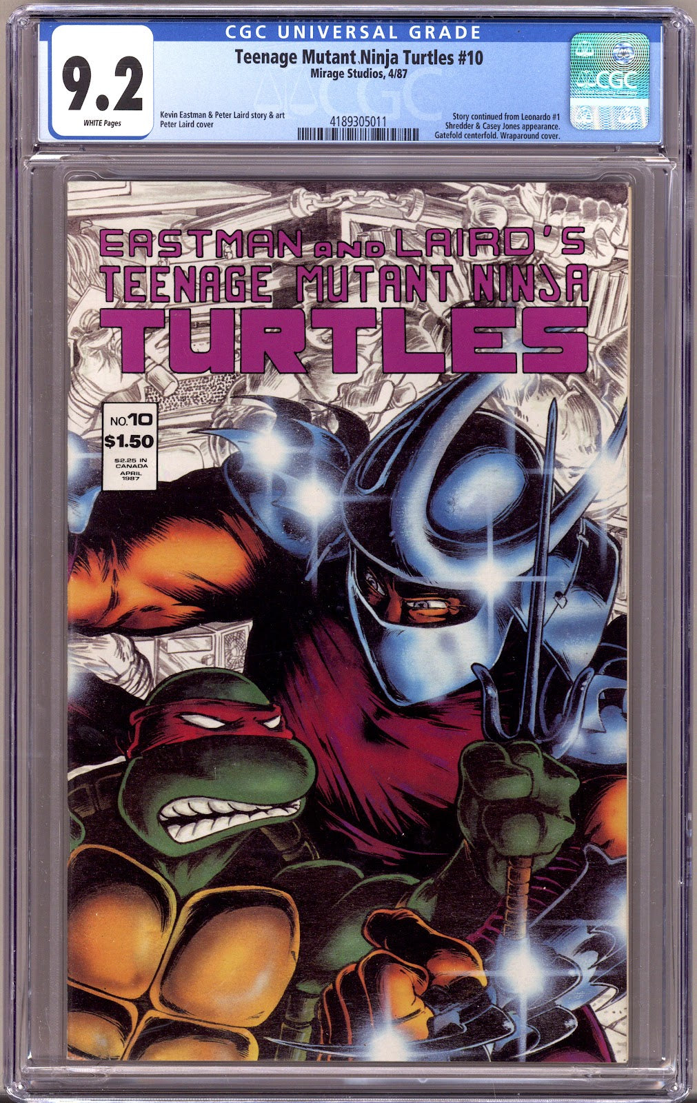 Teenage Mutant Ninja Turtles Vol 1 10 CGC 9.2 (NM-)   (1987)