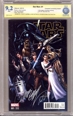 Star Wars Vol 2 1 CBCS 9.2 (NM-) (2015) Campbell Variant Signed x2 Cover Campbell & Ruffino