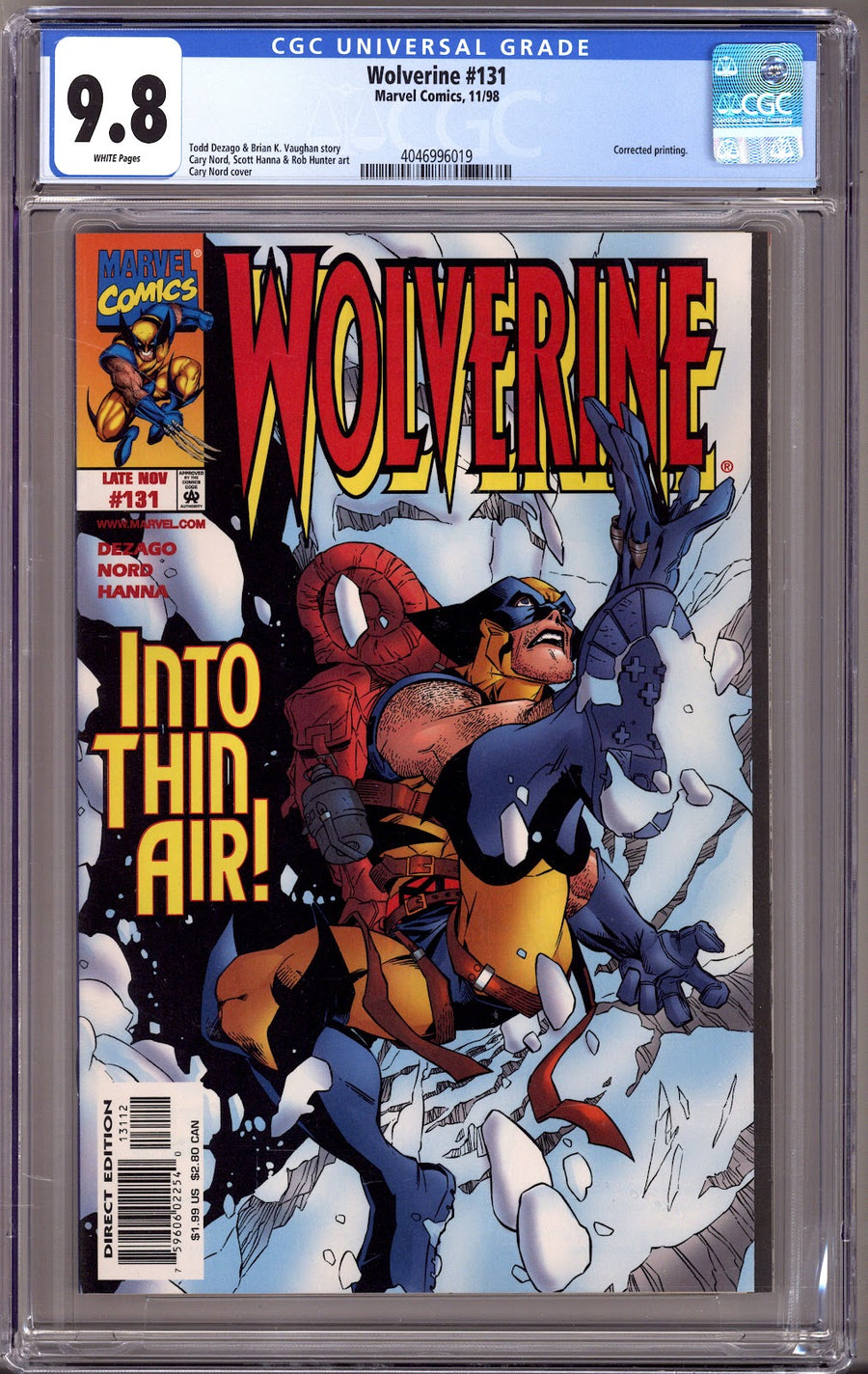 Wolverine Vol 2 131 CGC 9.8 (NM/M) Corrected (1998) 