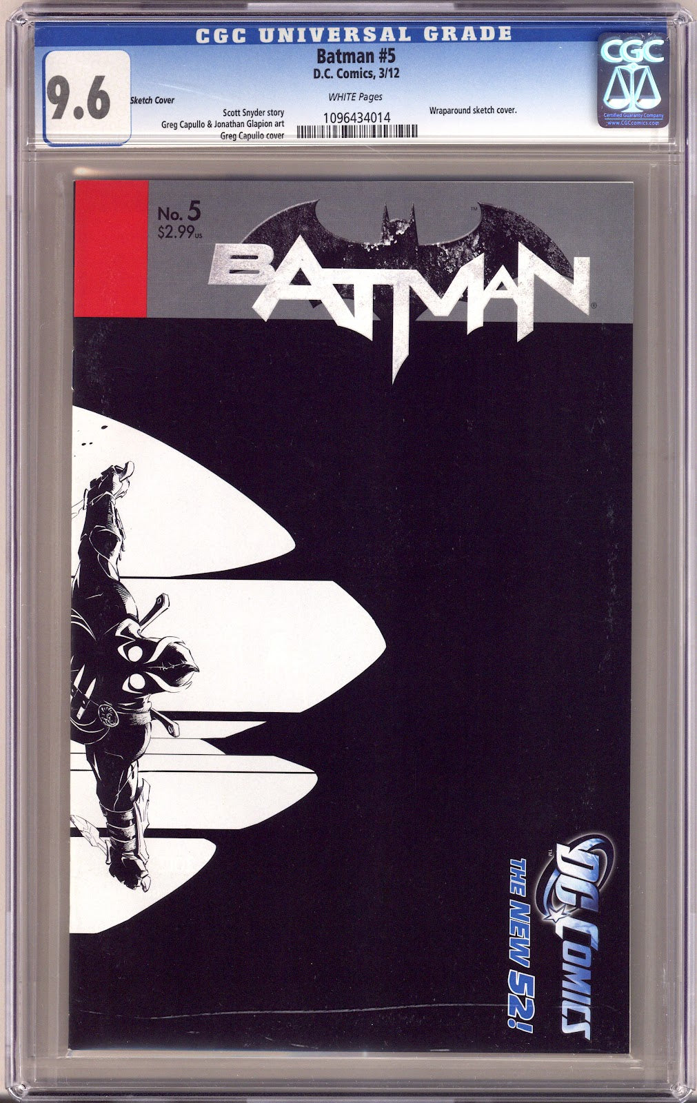 Batman Vol 2 5 CGC 9.6 (NM+) (2012) Capullo Wraparound Sketch Incentive Variant 