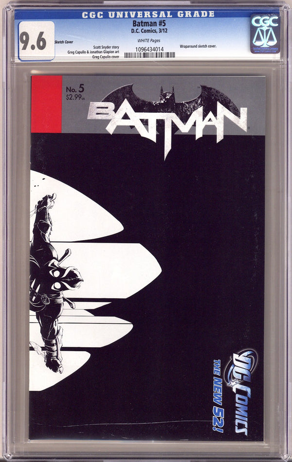 Batman Vol 2 5 CGC 9.6 (NM+) (2012) Capullo Wraparound Sketch Incentive Variant