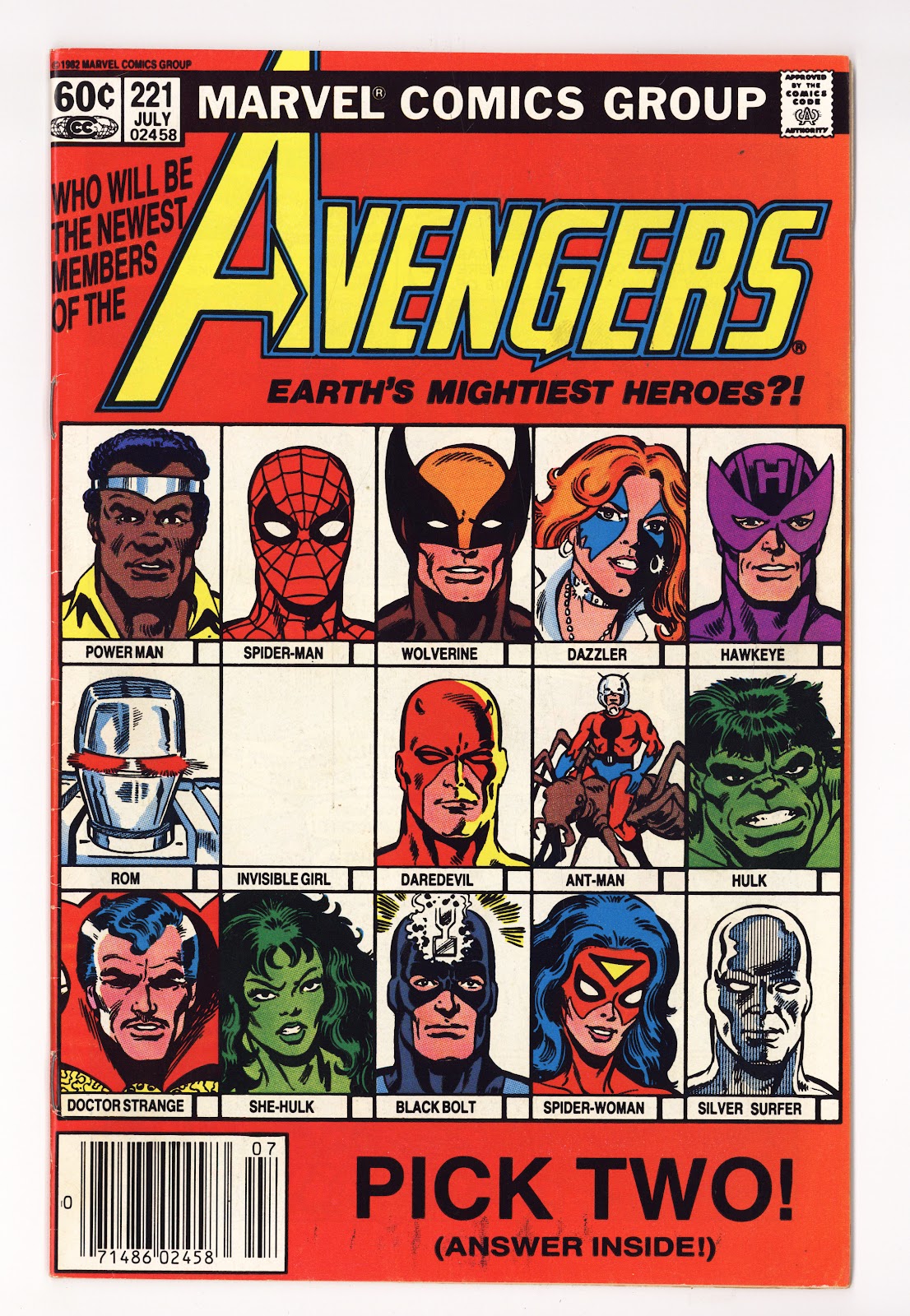 The Avengers Vol 1 221  Mid Grade   (1982)   Newsstand  