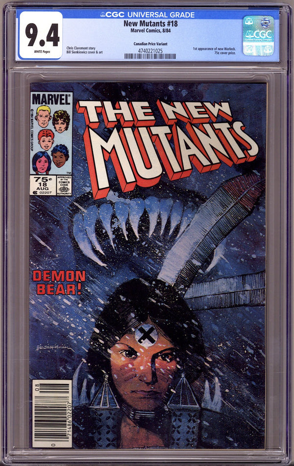 The New Mutants Vol 1 18 CGC 9.4 (NM) (1984) Canadian Price Variant