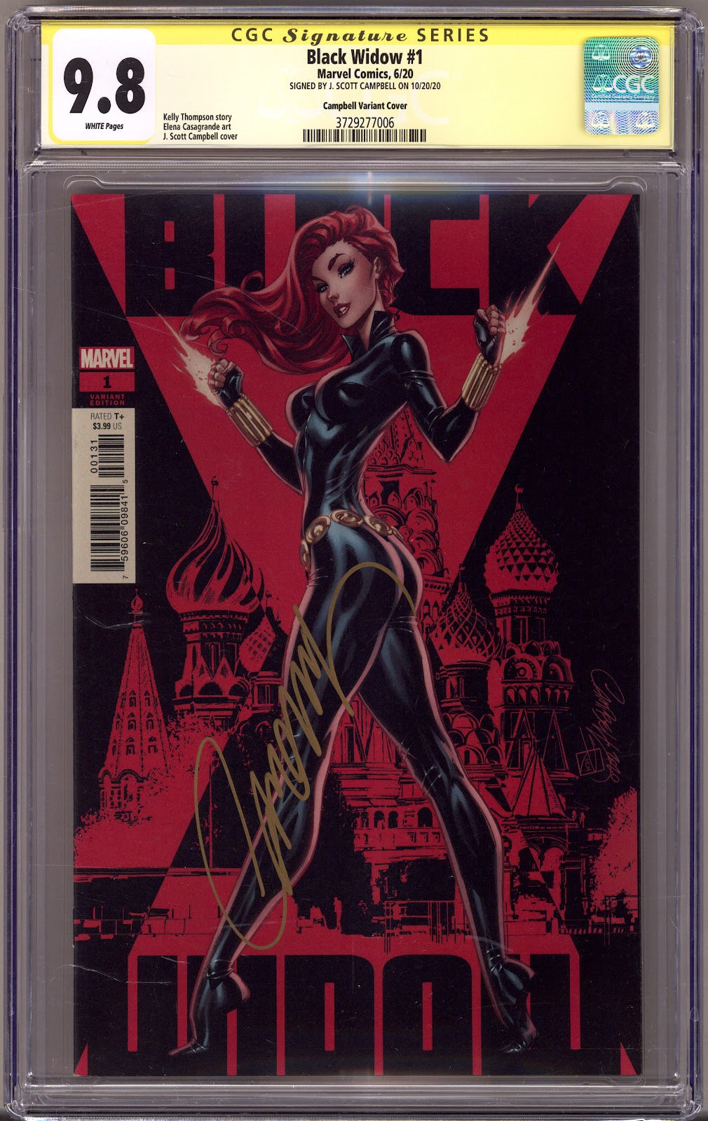 Black Widow Vol 9 1 CGC 9.8 (NM/M) (2020) Campbell Variant Signed x1 Cover J. Scott Campbell 