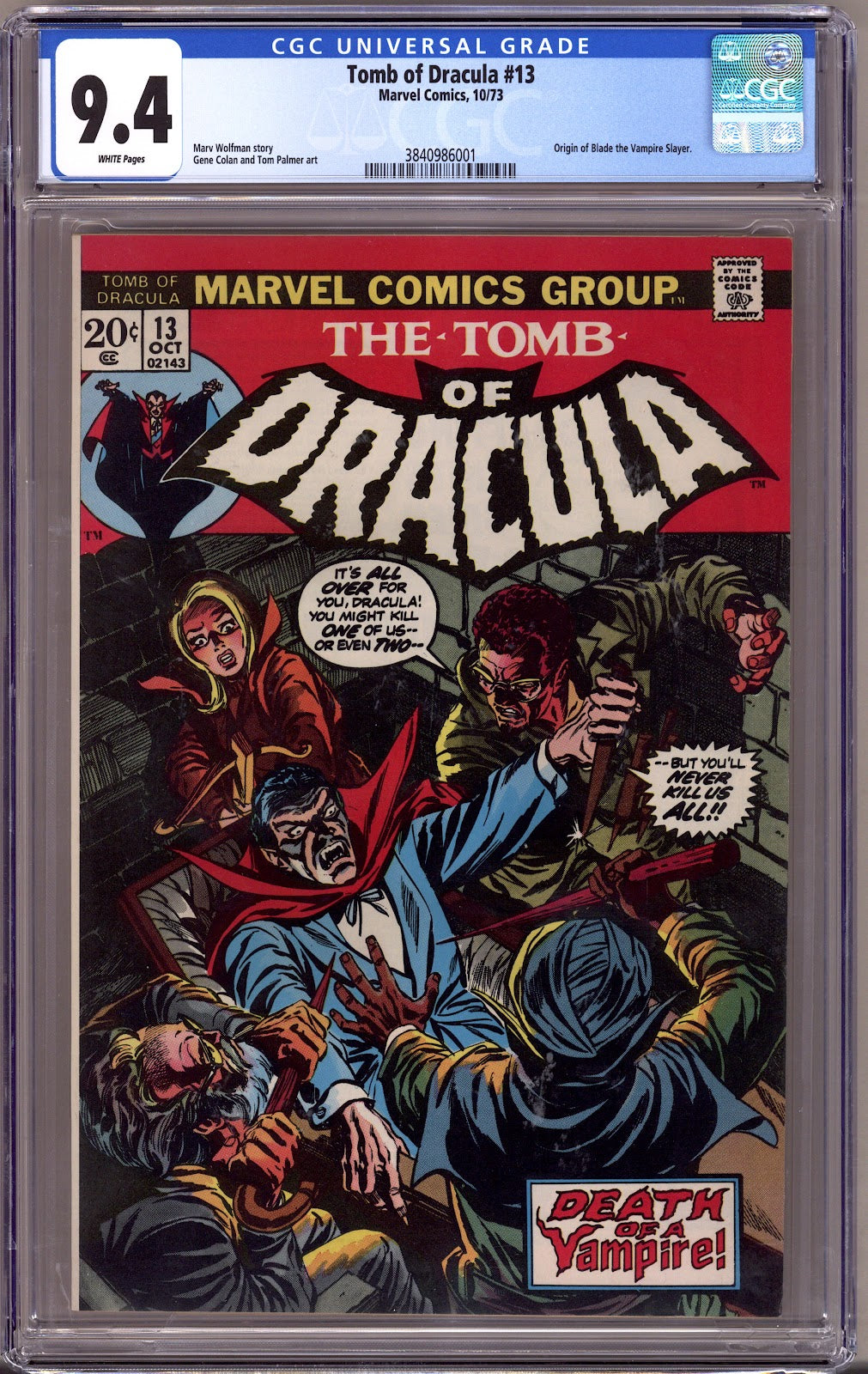 Tomb of Dracula Vol 1 13 CGC 9.4 (NM)   (1973)     
