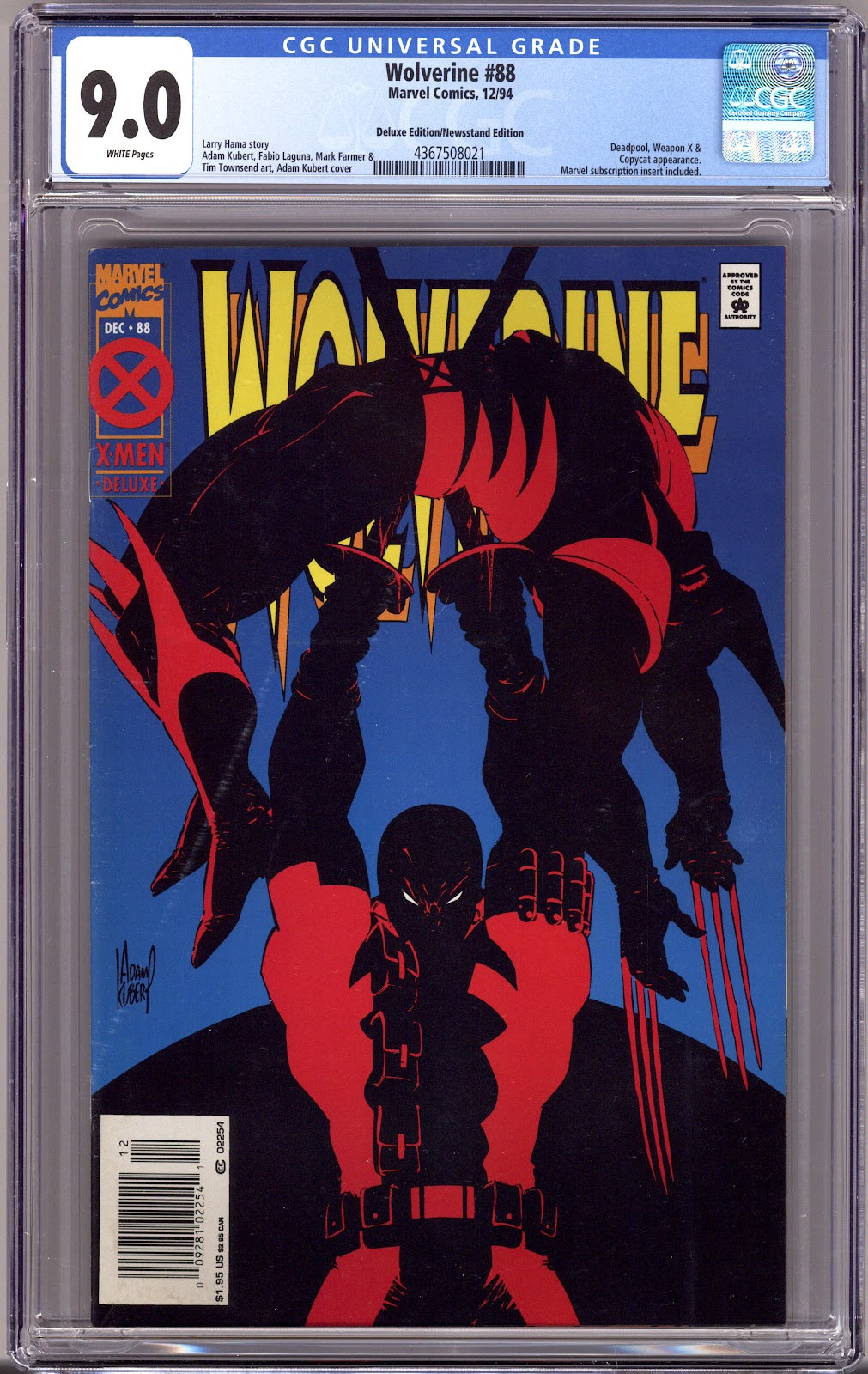 Wolverine Vol 2 88 CGC 9.0 (VF/NM)   (1994)   Deluxe Newsstand