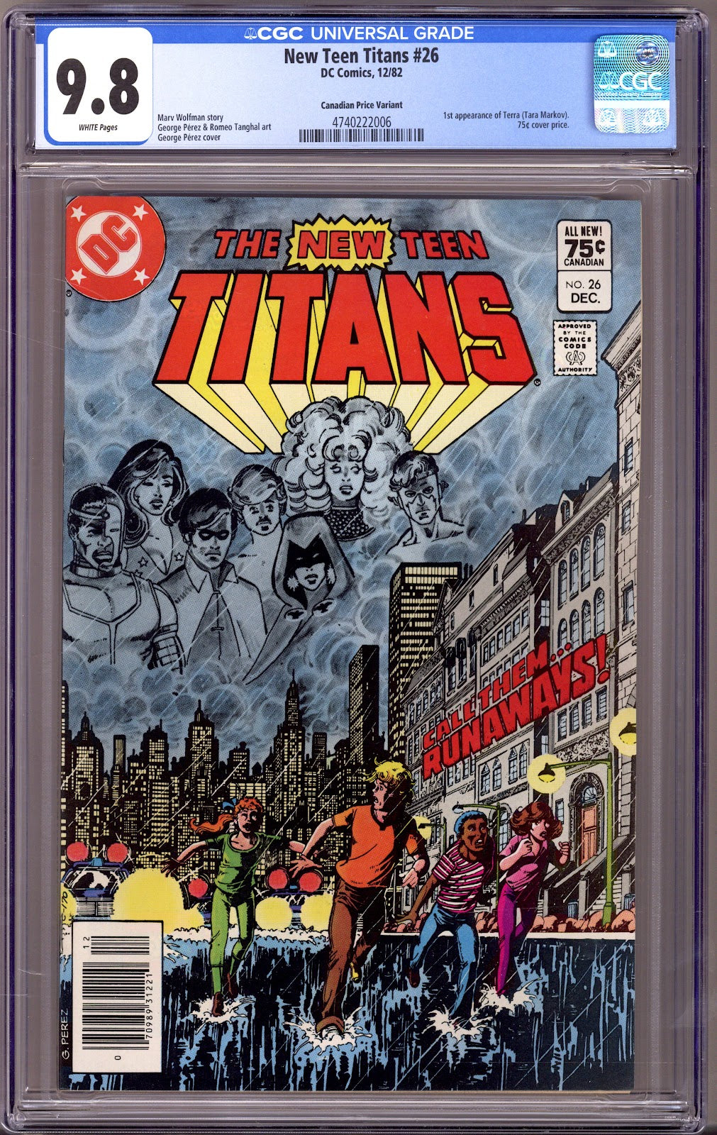 The New Teen Titans Vol 1 26 CGC 9.8 (NM/M) (1982) Canadian Price Variant 