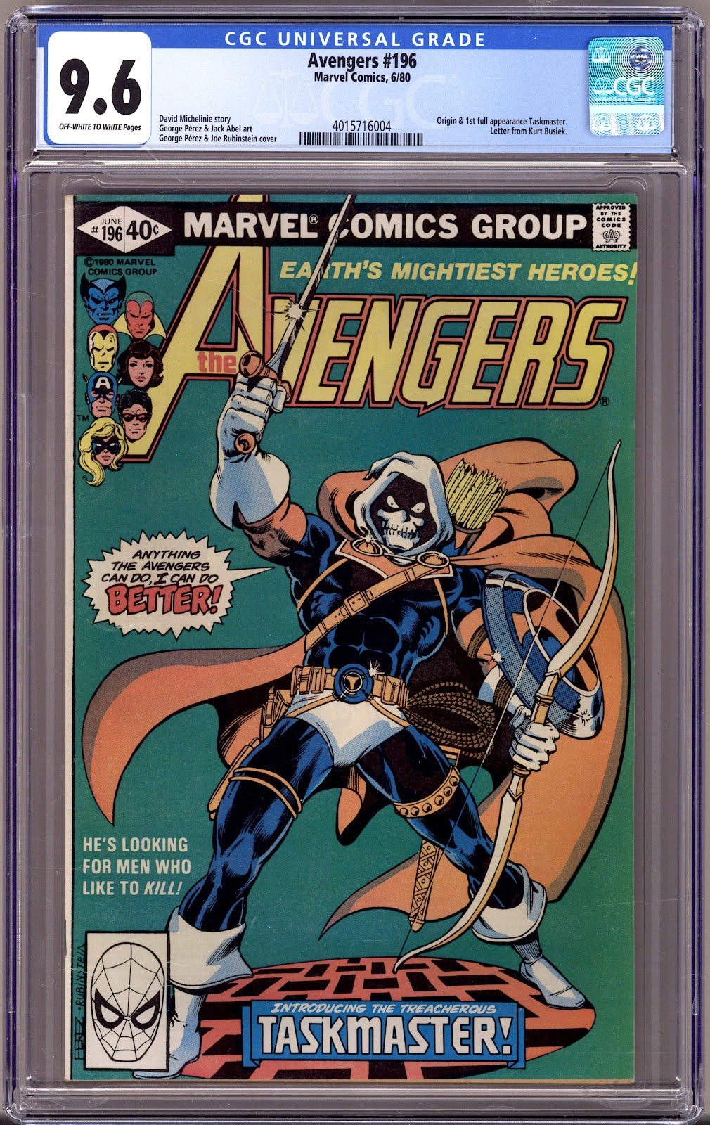 The Avengers Vol 1 196 CGC 9.6 (NM+) (1980) 