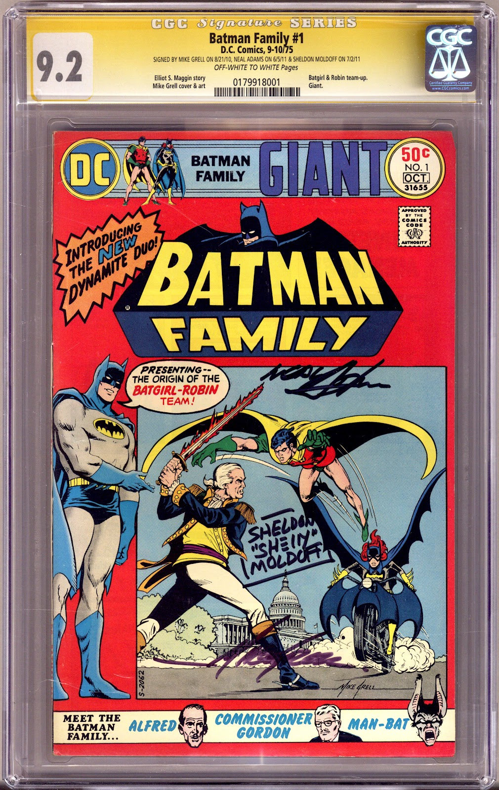 The Batman Family Vol 1 1 CGC 9.2 (NM-) (1975) Signed x3 Cover Grell, Adams & Moldoff 