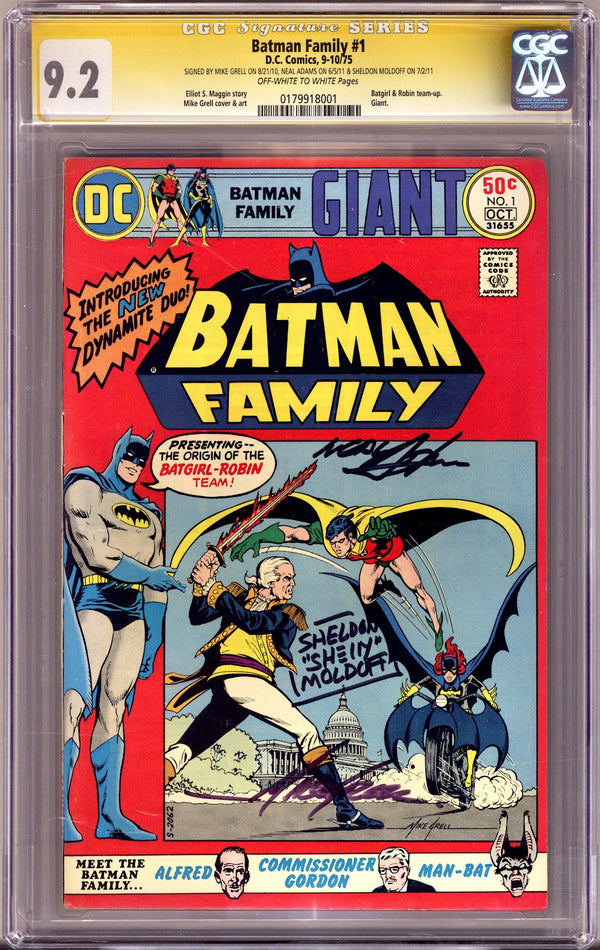 The Batman Family Vol 1 1 CGC 9.2 (NM-) (1975) Signed x3 Cover Grell, Adams & Moldoff