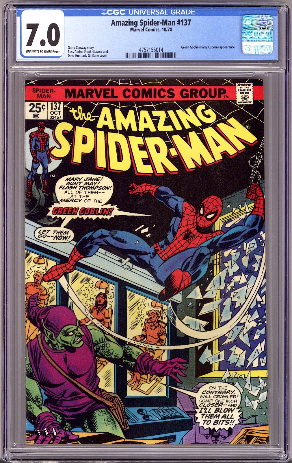 The Amazing Spider-Man Vol 1 137 CGC 7.0 (FN/VF)   (1974)