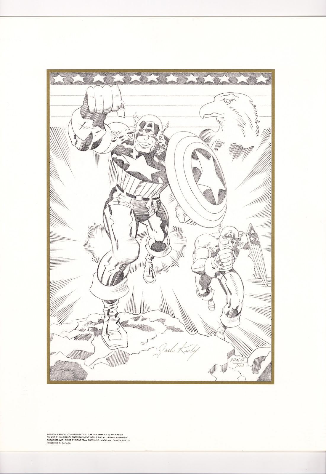 Jack Kirby Signed Captain America Lithograph [nn] 57/100 (1990) 