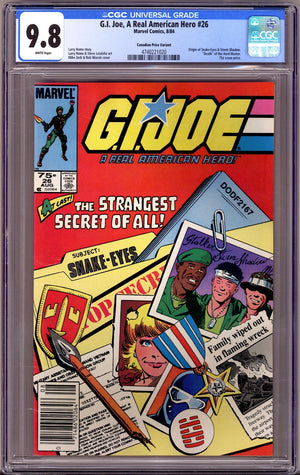 G.I. Joe, A Real American Hero 26 CGC 9.8 (NM/M) (1984) Canadian Price Variant