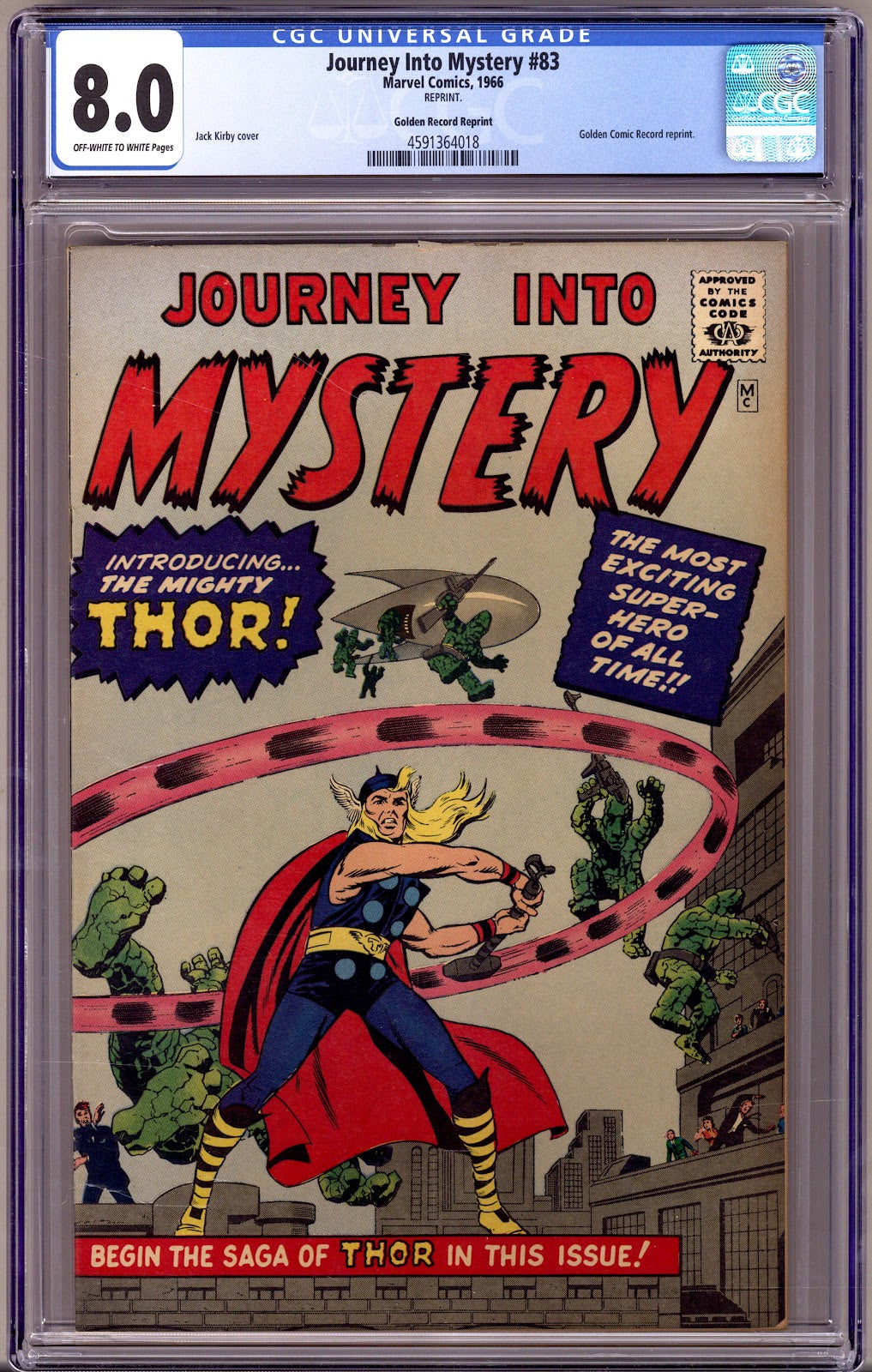 Journey Into Mystery   83 CGC 8.0 (VF) Golden Record Reprint  (1966)     