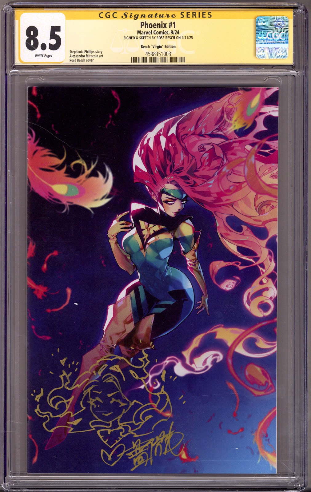 Phoenix Vol 1 1 CGC 8.5 (VF+) (2024) Besch Virgin Incentive Variant Signed / Remarked x1 Cover Rose Besch 