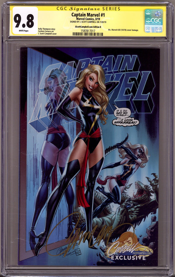 Captain Marvel Vol 11 1 CGC 9.8 (NM/M) (2019) Campbell Exclusive Variant Signed x1 Cover J. Scott Campbell