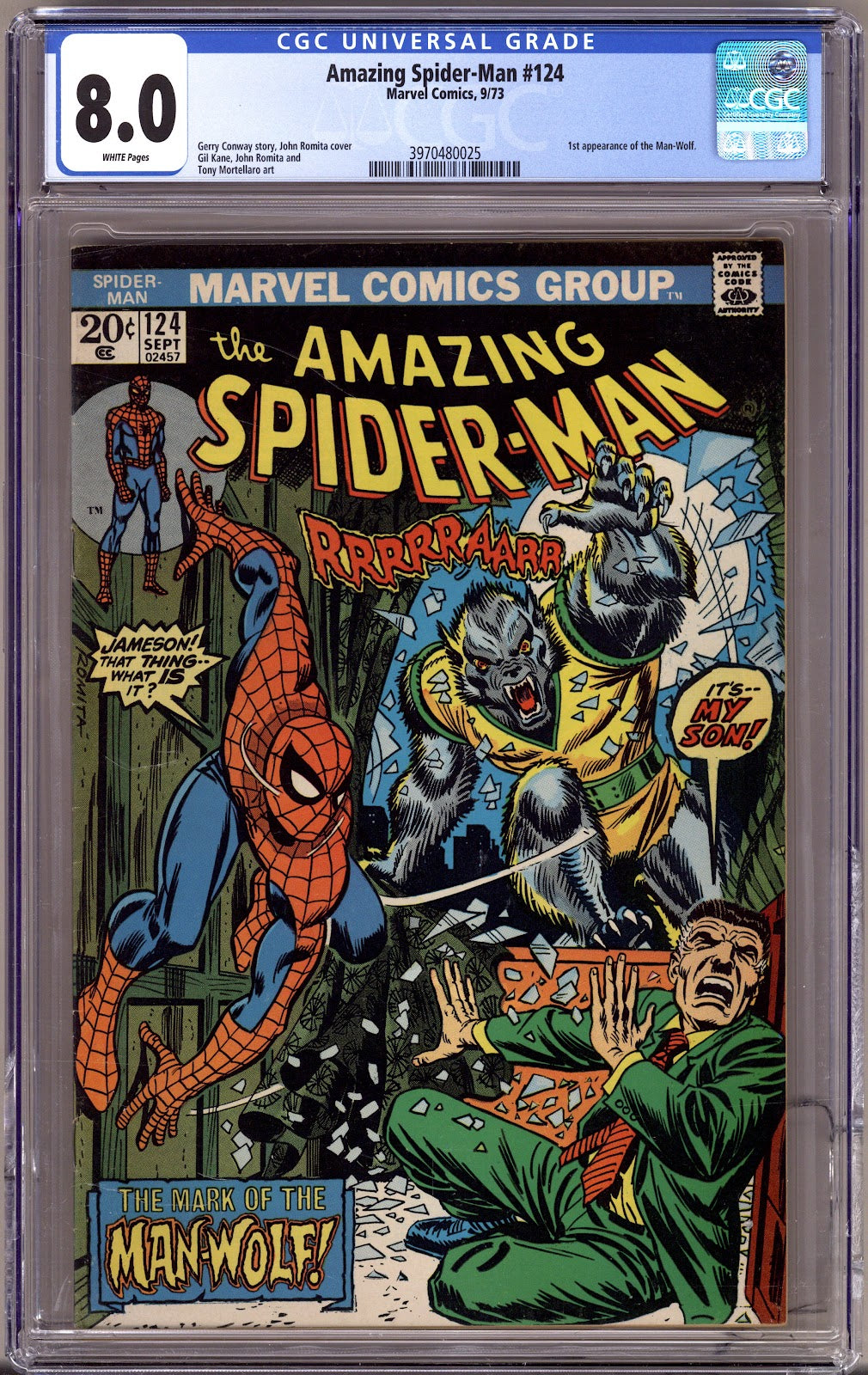 The Amazing Spider-Man Vol 1 124 CGC 8.0 (VF) Cracked Case (1973) 