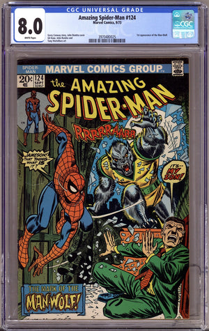 The Amazing Spider-Man Vol 1 124 CGC 8.0 (VF) Cracked Case (1973)