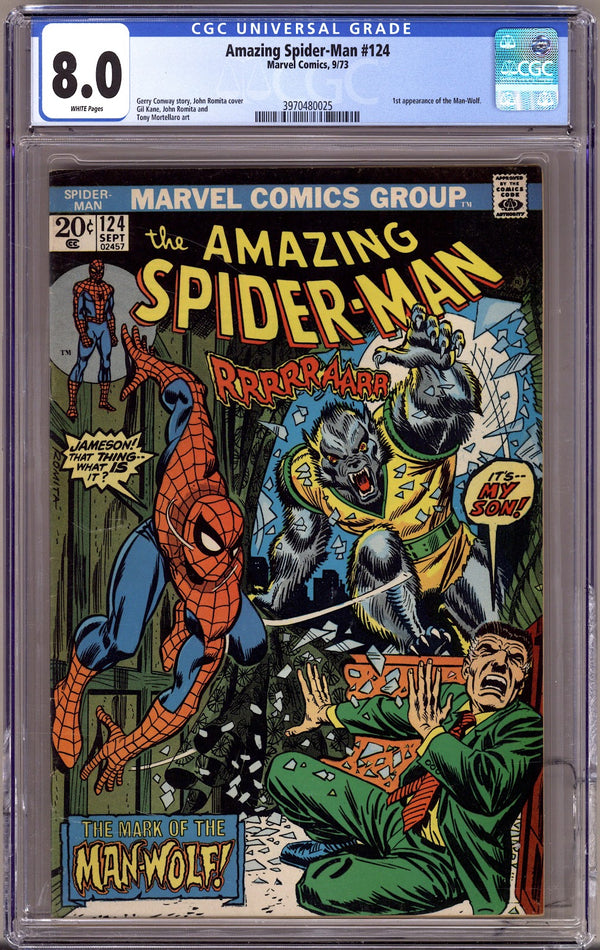 The Amazing Spider-Man Vol 1 124 CGC 8.0 (VF) Cracked Case (1973)