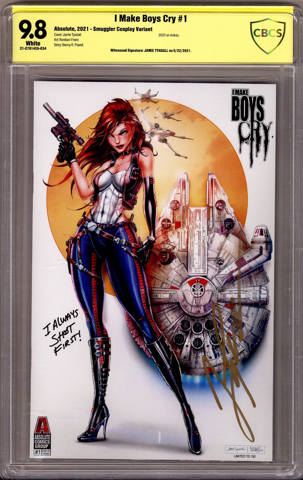 I Make Boys Cry 1 CBCS 9.8 (NM/M) (2020) Tyndall Smuggler Exclusive Variant Signed x1 Cover Jamie Tyndall 