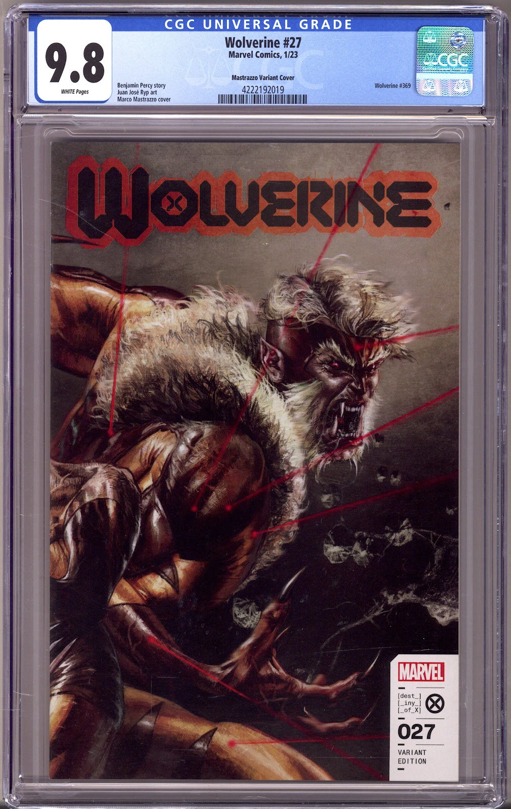 Wolverine Vol 7 27 CGC 9.8 (NM/M) (2023) Mastrazzo Exclusive Variant 