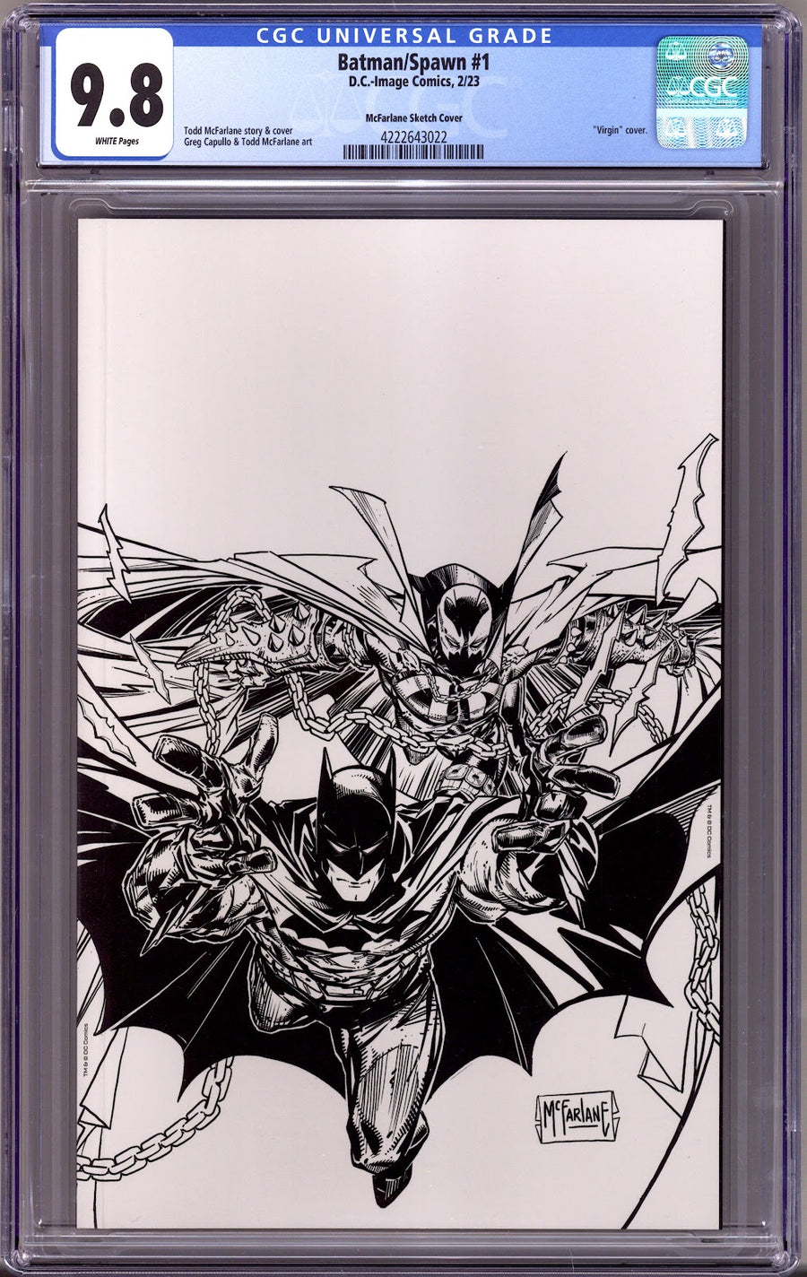 Batman / Spawn   1 CGC 9.8 (NM/M)   (2023) McFarlane B&W Virgin Incentive Variant