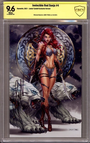 The Invincible Red Sonja 4 CBCS 9.6 (NM+) (2021) Tyndall Virgin Exclusive Variant Signed x1 Cover Jamie Tyndall