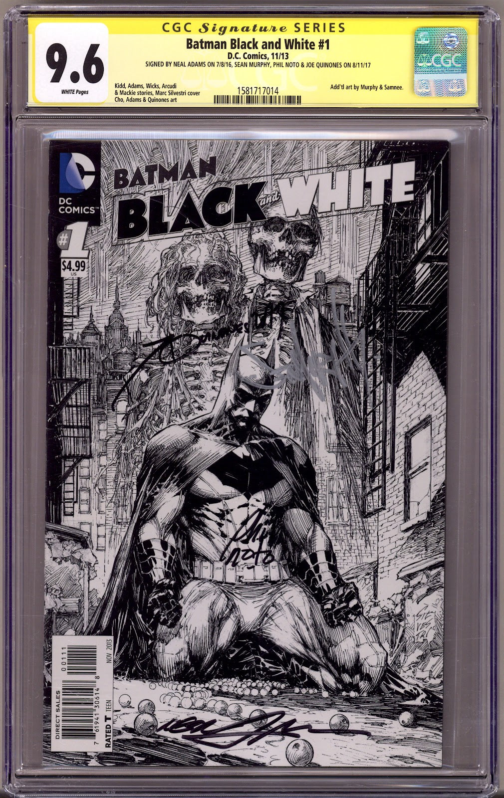Batman Black and White Vol 2 1 CGC 9.6 (NM+) (2013) Signed x4 Cover Adams, Murphy, Noto & Quinones 