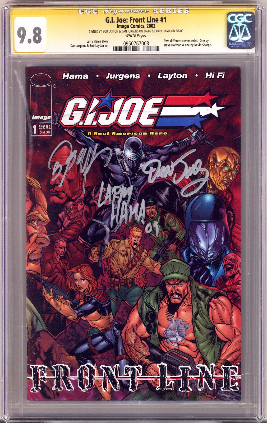 G.I. Joe: Frontline 1 CGC 9.8 (NM/M) (2002) Signed x3 Cover Layton, Jurgens & Hama 