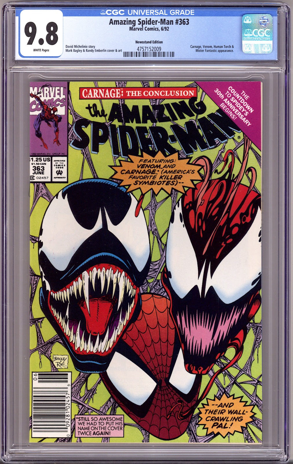 The Amazing Spider-Man Vol 1 363 CGC 9.8 (NM/M)   (1992)   Newsstand