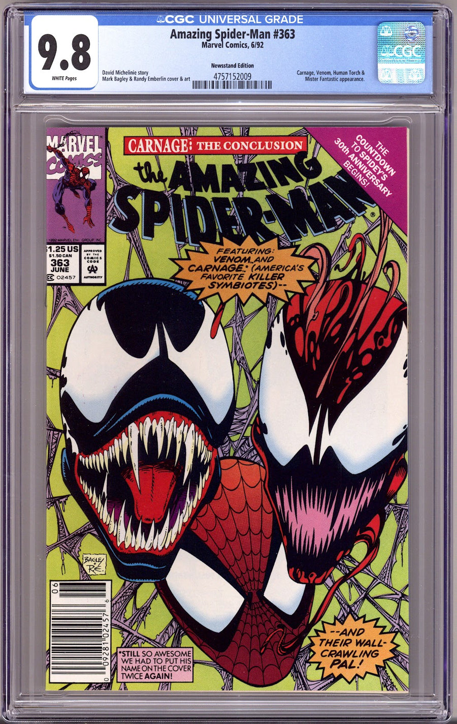 The Amazing Spider-Man Vol 1 363 CGC 9.8 (NM/M)   (1992)   Newsstand