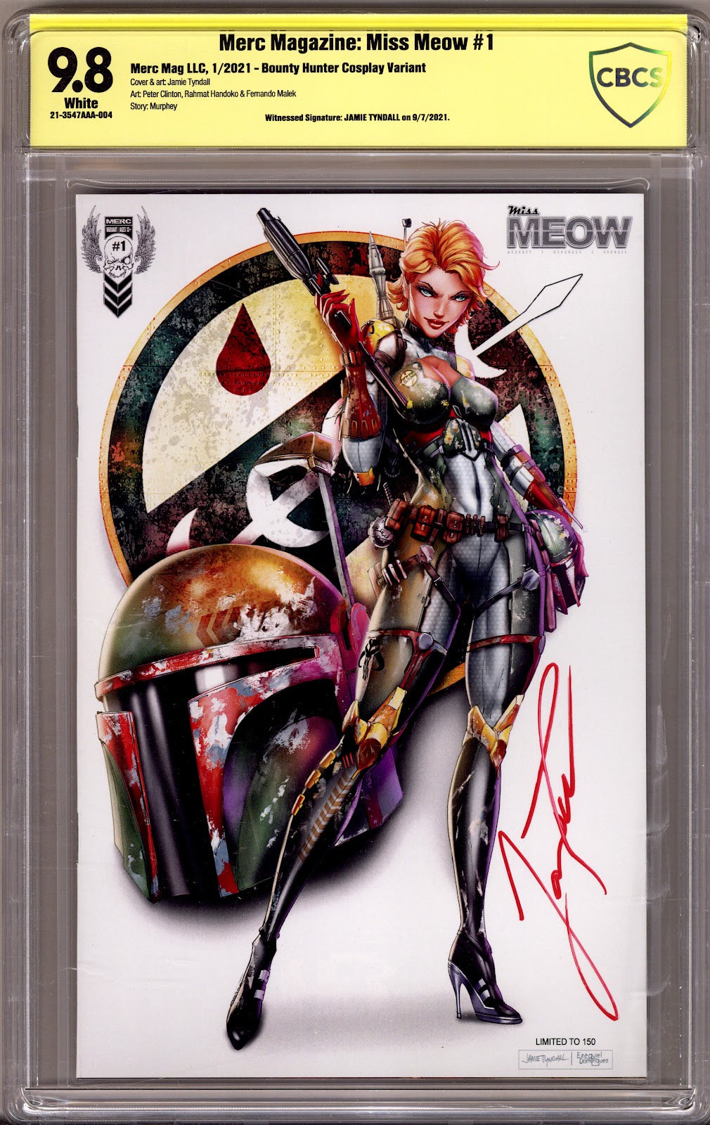 Merc Magazine: Miss Meow 1 CBCS 9.8 (NM/M) (2021) Tyndall Exclusive Variant Signed x1 Cover Jamie Tyndall 