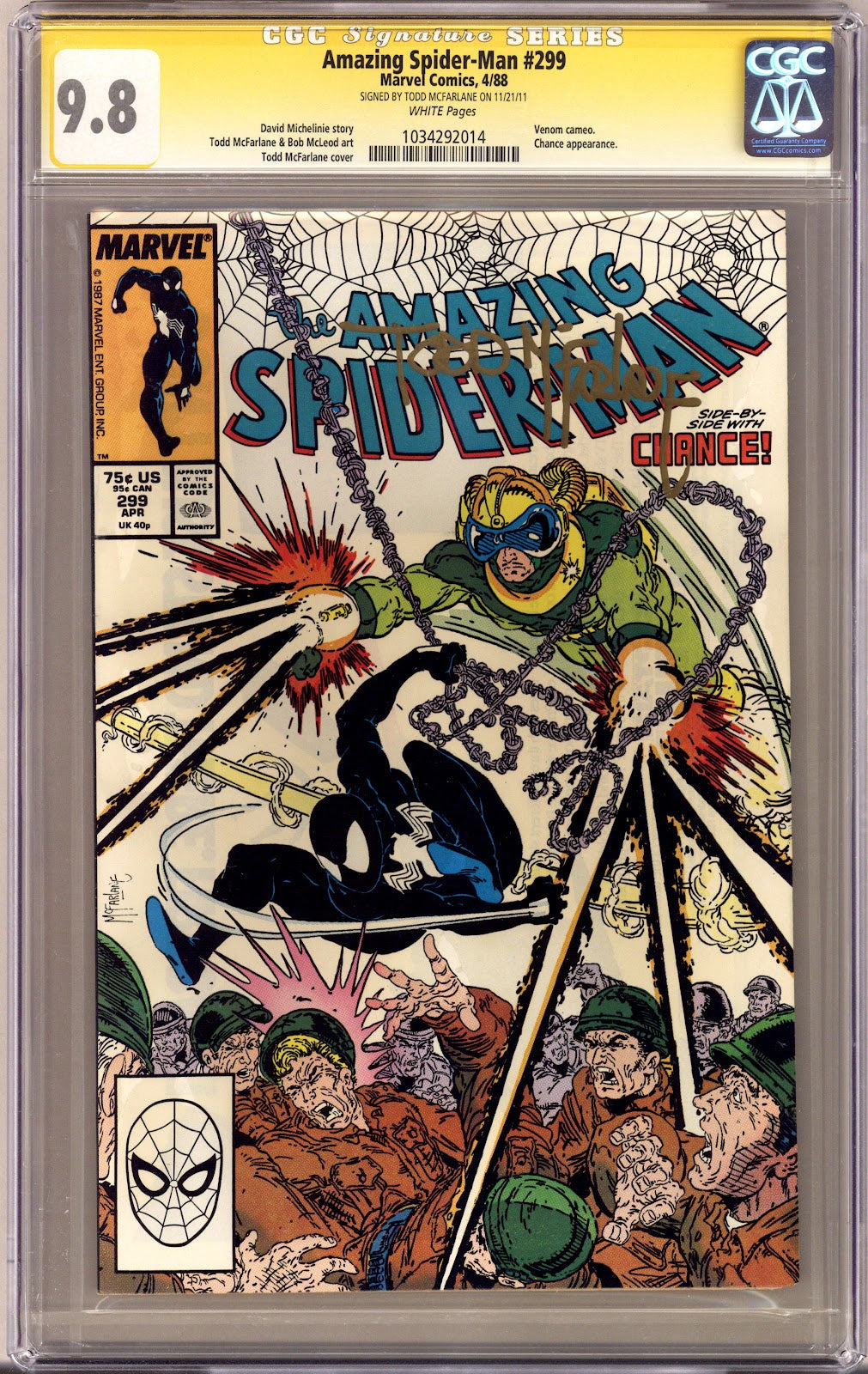 The Amazing Spider-Man Vol 1 299 CGC 9.8 (NM/M)   (1988)     Signed x1 Cover Todd McFarlane 
