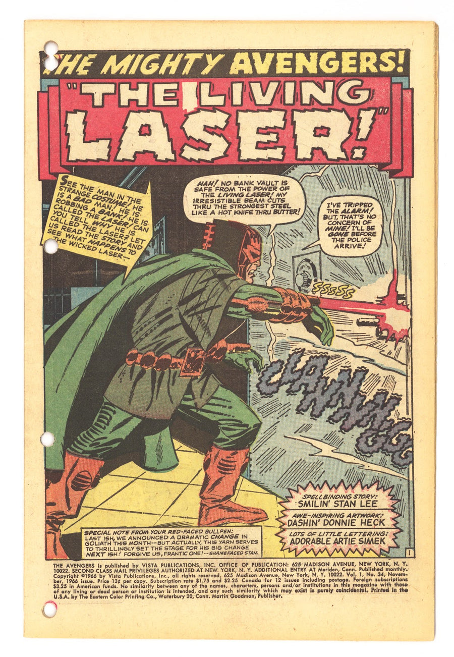 The Avengers Vol 1 34 Coverless (1966) 